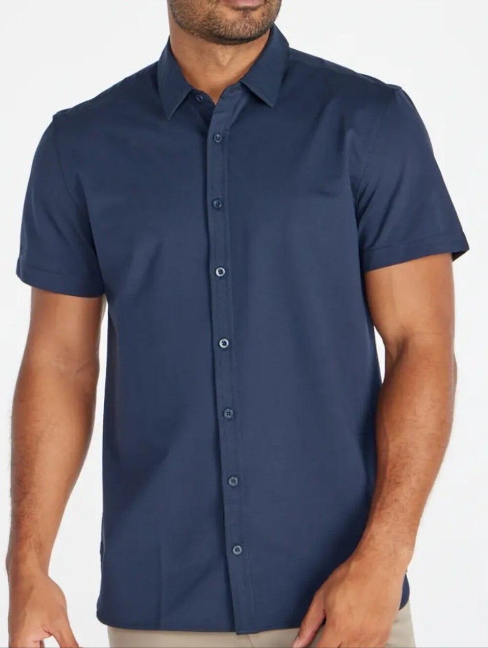 Bylt Vista Short Sleeve Button Down Navy Blue Size XL NWT Flaws